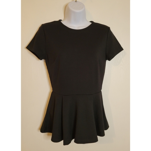 Forever 21 peplum top, black, small, zipper detail - Picture 1 of 2